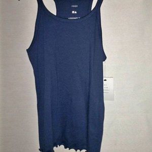 Free Assembly girls navy blue lettuce hem rib tank top shirt size XXL (18) K-176